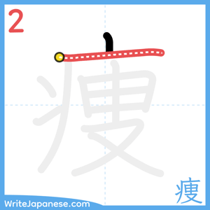 How to write "痩" - stroke 2