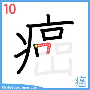 How to write "癌" - stroke 10