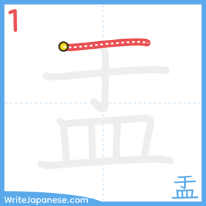 How to write "盂" - stroke 1
