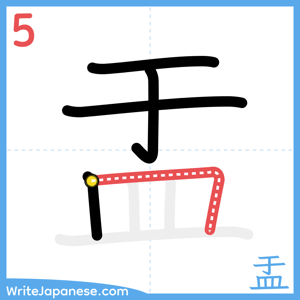 How to write "盂" - stroke 5