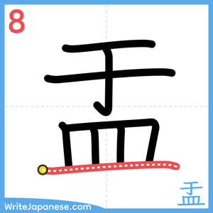 How to write "盂" - stroke 8