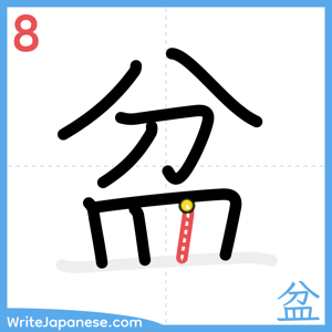 How to write "盆" - stroke 8