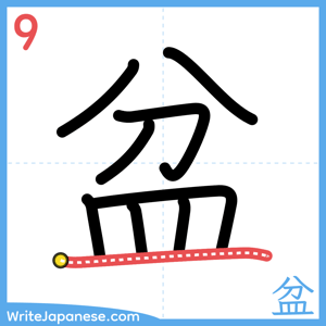 How to write "盆" - stroke 9