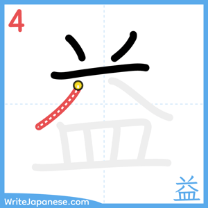 How to write "益" - stroke 4
