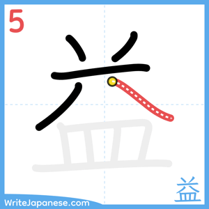How to write "益" - stroke 5