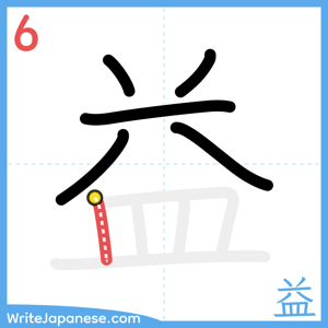 How to write "益" - stroke 6