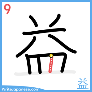 How to write "益" - stroke 9