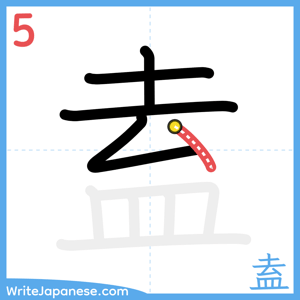 How to write "盍" - stroke 5