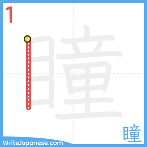How to write "瞳" - stroke 1