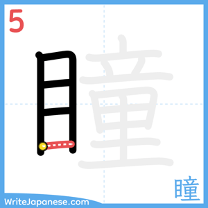 How to write "瞳" - stroke 5