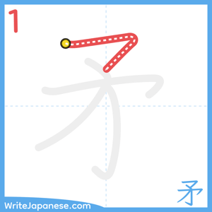 How to write "矛" - stroke 1