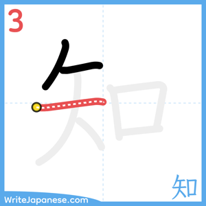 How to write "知" - stroke 3