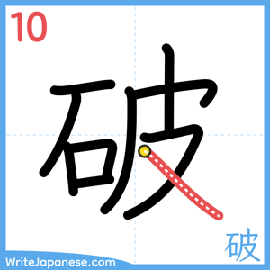 How to write "破" - stroke 10