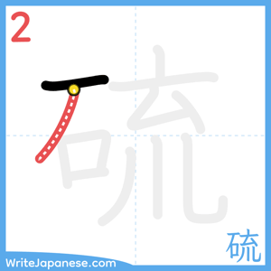 How to write "硫" - stroke 2