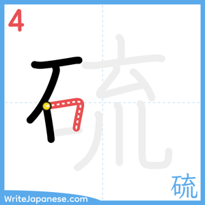How to write "硫" - stroke 4