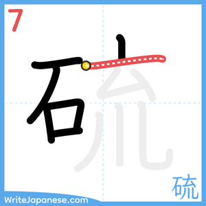 How to write "硫" - stroke 7