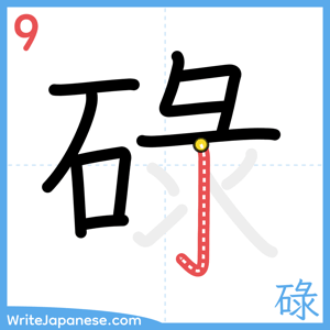 How to write "碌" - stroke 9
