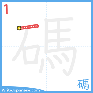 How to write "碼" - stroke 1