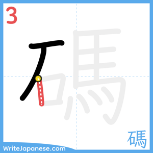 How to write "碼" - stroke 3