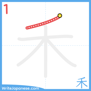 How to write "禾" - stroke 1