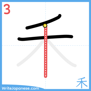 How to write "禾" - stroke 3