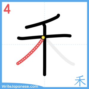 How to write "禾" - stroke 4