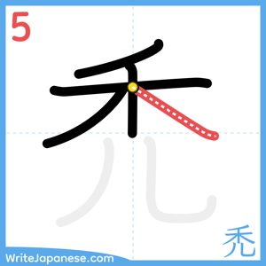 How to write "禿" - stroke 5