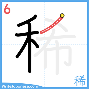 How to write "稀" - stroke 6