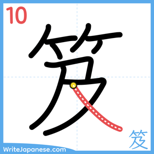 How to write "笈" - stroke 10