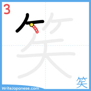 How to write "笶" - stroke 3
