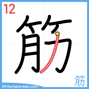 How to write "筋" - stroke 12