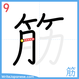 How to write "筋" - stroke 9