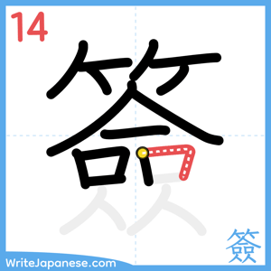 How to write "簽" - stroke 14