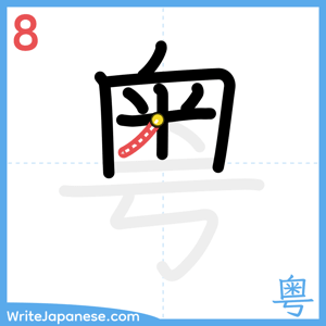 How to write "粤" - stroke 8