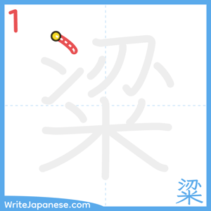 How to write "粱" - stroke 1