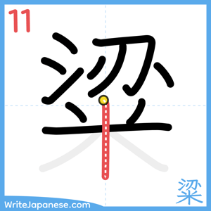 How to write "粱" - stroke 11