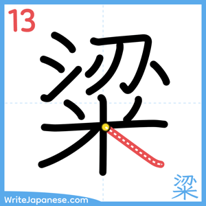 How to write "粱" - stroke 13