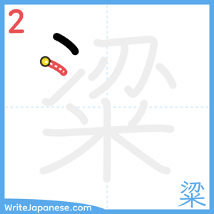 How to write "粱" - stroke 2