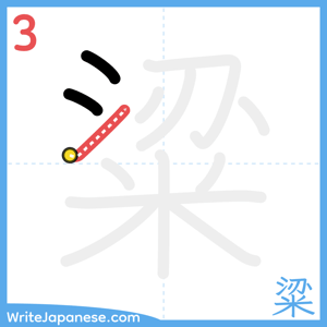 How to write "粱" - stroke 3