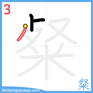 How to write "粲" - stroke 3