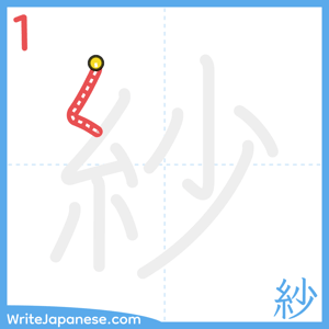How to write "紗" - stroke 1