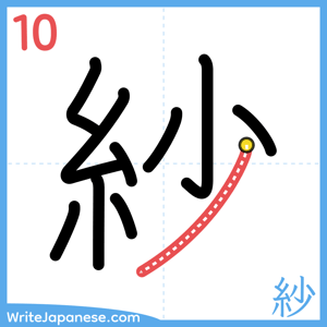 How to write "紗" - stroke 10