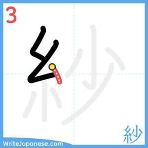 How to write "紗" - stroke 3