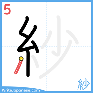 How to write "紗" - stroke 5