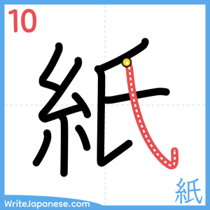 How to write "紙" - stroke 10