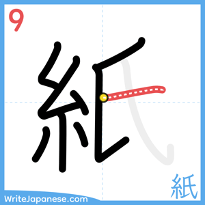How to write "紙" - stroke 9