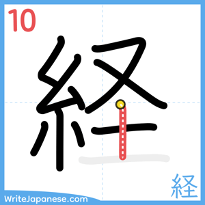 How to write "経" - stroke 10