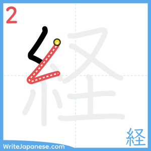How to write "経" - stroke 2