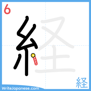 How to write "経" - stroke 6