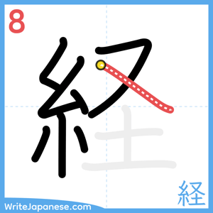 How to write "経" - stroke 8